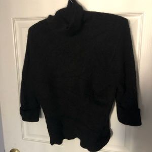 Fuzzy Black Cropped Turtle Neck w/Cuffed Sleeves